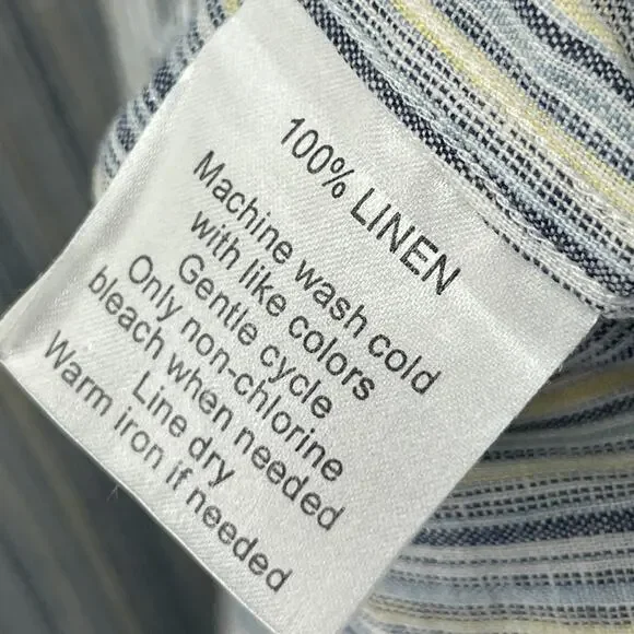 JOSEPH ABBOUD Shirt Mens XL Linen Collection Striped Button Up Woven Blue - Picture 12 of 16